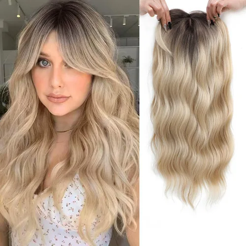 Vista 18 de PANEWAY Toppers de pelo de 7 x 7 pulgadas para mujeres con cabello fino, pelucas de 20 pulgadas para mujer, 1B