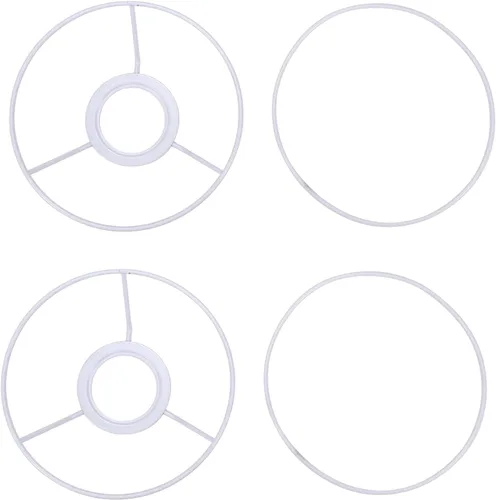 Juego de 2 marcos de sombra de lámpara blanca, soporte de anillo de sombra de lámpara de hierro utilizado para bricolaje, 5.51 pulgadas de diámetro