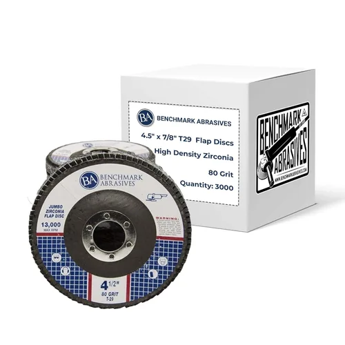 Vista 12 de Benchmark Abrasives 4.5" x 7/8" Discos de solapa Jumbo de alta densidad tipo 29 con circonita de primera calidad de 4 1/2 para amoladora angular