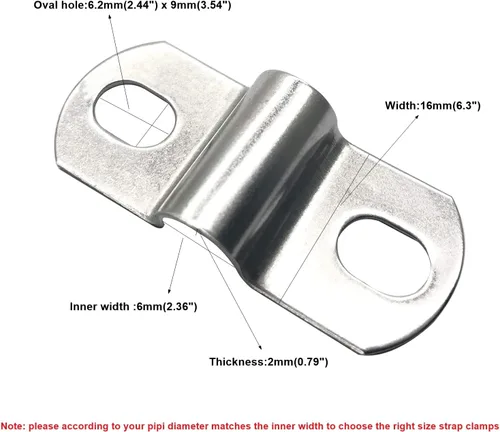 Vista 2 de AKIHISA Abrazadera de correa de tubo en U resistente de 0.236 pulgadas, 10 abrazaderas rígidas de acero inoxidable 304, abrazadera de correa