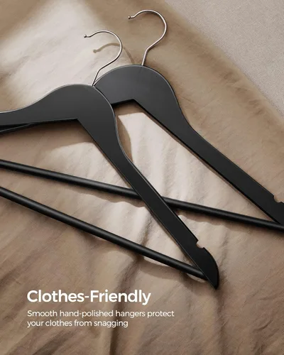 Vista 3 de Songmics - Ganchos 100% madera 20 unidades, ganchos de madera maciza seleccionada con acabado liso