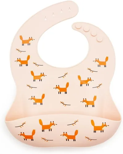 Vista 4 de Rainbow & Butterflies Juego de 2 baberos de silicona para bebés, sin BPA, fáciles de limpiar, impermeables, suaves, duraderos con atrapador