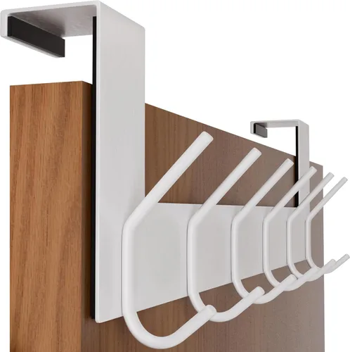 Vista 12 de SKOLOO Gancho para colgar sobre la puerta, 6 ganchos, no requiere montaje, ganchos de puerta de acero inoxidable, perchero para colgar abrigos, Negro