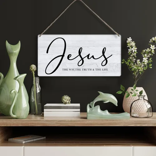 Vista 5 de Versículo bíblico para decoración de pared para el hogar, letrero de madera rústico para colgar en la pared, letrero religioso cristiano de madera