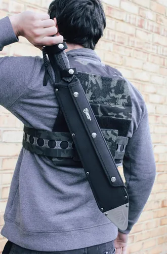 Vista 7 de Sierra Zulu Trident Machete - Acero inoxidable, 24.0 pulgadas en general, hoja modificada Tanto con borde trasero de diente de sierra, funda táctica