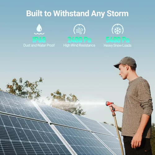 Vista 5 de HQST Bifacial - Panel solar monocristalino de 100 W y 12 V, paneles solares monocristalinos de 9BB con módulo de alta eficiencia del 25 % de energía