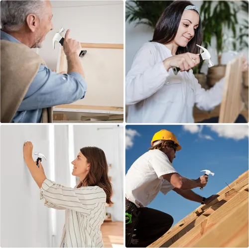 Vista 6 de Juego de 200 piezas de clavos de doble cabeza con mini martillo de garra con 4 herramientas, tornillos invisibles para zócalo sin costuras