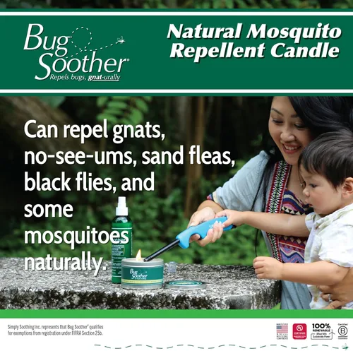 Vista 5 de Bug Soother Vela repelente de insectos natural – Protección contra mosquitos y mosquitos sin DEET, agradable aroma a hierba de limón y vainilla