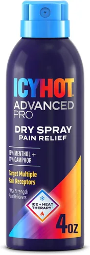Icy Hot Advanced PRO - Spray seco para aliviar el dolor, fórmula de acción rápida y secado rápido, alivio del dolor de máxima fuerza con mentol 16%