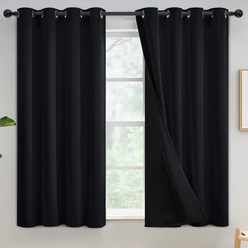 Vista 124 de Yakamok Cortinas 100% opacas para dormitorio, 2 paneles, cortinas de ventana completamente opacas, paneles de ventana con aislamiento térmico