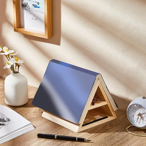 Vista 7 de Menkxi Soporte triangular de madera para libros, de 7 x 7 x 6 pulgadas, estante funcional para dormitorio, oficina, biblioteca, centro de mesa