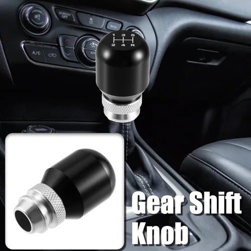 Vista 2 de X AUTOHAUX 1 juego de 5 velocidades universal de coche ajustable perilla de palanca de cambios de aleación de aluminio negro para la mayoría