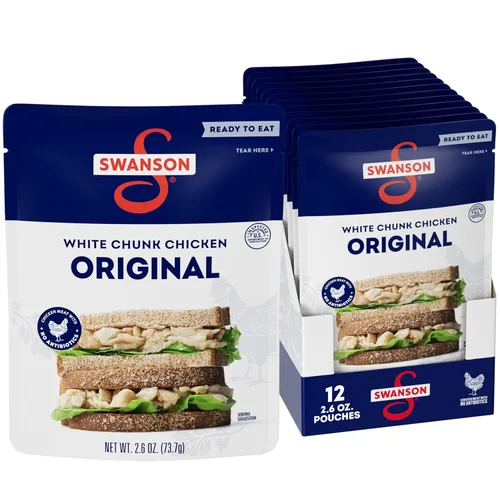 Vista 16 de Swanson Lemon y Pimienta Molida Gruesa Pollo Blanco en Trozos Totalmente Cocinado, Listo para Comer, Comidas Simples para Llevar, Bolsa de 2.6 oz