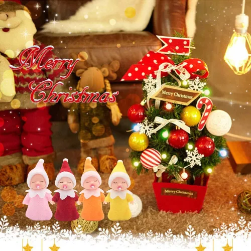 Vista 6 de WULEEUPER Muñeca Elfo Durmiente con Chupete Juguetes de Muñeca Elfo en Miniatura de Navidad Regalo de Fiesta de Decoración de Vacaciones de Año