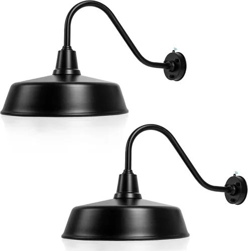 Vista 9 de Luces de Granero Exteriores con Cuello de Ganso, Iluminación de Anochecer a Amanecer, Luces de Granero Exteriores Negras para Casa, Accesorios