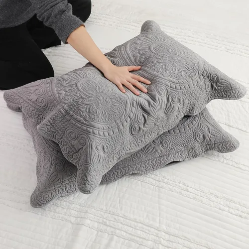 Vista 9 de BOSOWOS Juego de 2 fundas de almohada de tamaño estándar, ultra suaves y transpirables acolchadas de 20 x 26 pulgadas para dormir, estampado gris