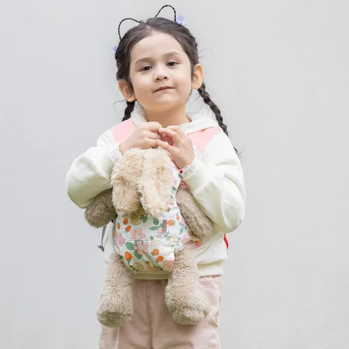 Vista 3 de GAGAKU Portabebés de muñeca con accesorios de peluche con correas ajustables para niños - Rosa - Flores de fresa