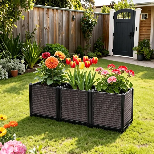 Vista 3 de [Usado] Macetas grandes para plantas al aire libre, maceta de 14 pulgadas de alto, camas elevadas para jardinería, riego automático, maceta elevada