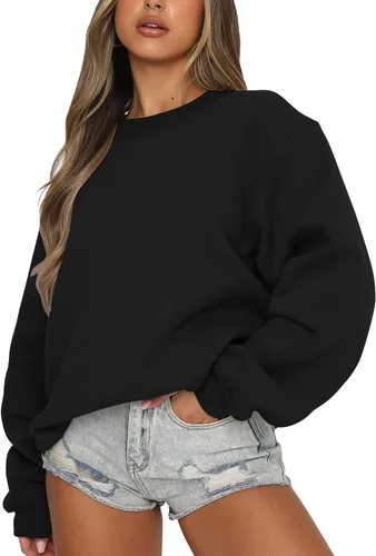 Vista 14 de Fanway&EC - Sudadera de manga larga para mujer, cuello redondo, casual, sudadera con capucha de gran tamaño, tops de otoño Rosa albaricoque