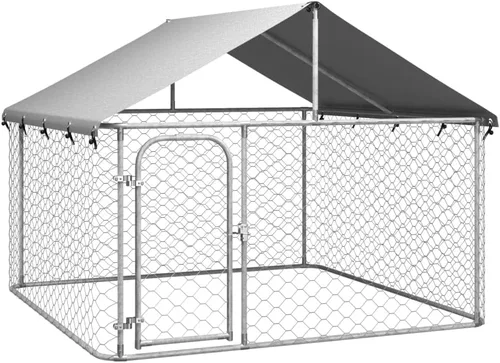 Vista 7 de Perreras para perros al aire libre con techo, jaula grande resistente para perros, casa para perros extra ancha con cubierta resistente al agua