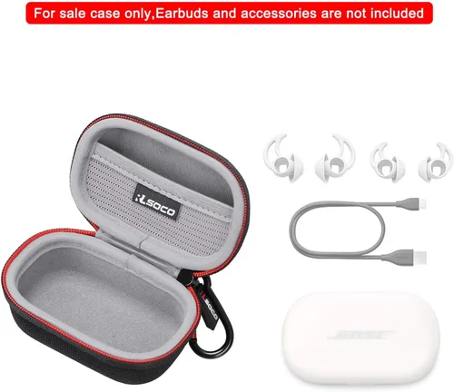 Vista 2 de RLSOCO Funda rígida para Bose QuietComfort (modelo 2020) / Auriculares deportivos inalámbricos con cancelación de ruido - Negro Bolsa