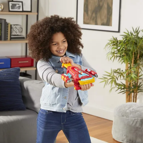 Vista 9 de Avengers Marvel Mech Strike Iron Man Strikeshot - Guantelete de juguete con 3 dardos Nerf, mango para expandirse, para niños a partir de 5 años