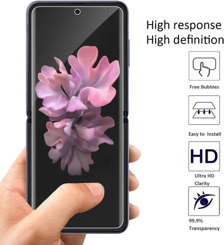 Vista 2 de Orzero (2 juegos) compatible con Samsung Galaxy Z Flip, Z Flip 5G 2020 (no compatible con Z Flip 3 5G 2021), protector de pantalla de TPU suave