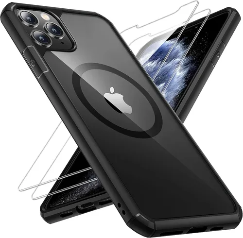 Vista 107 de TAURI - Funda magnética para iPhone 15 Pro Max, 3 en 1, compatible con MagSafe, no se pone amarilla, con 2 protectores de pantalla, protección