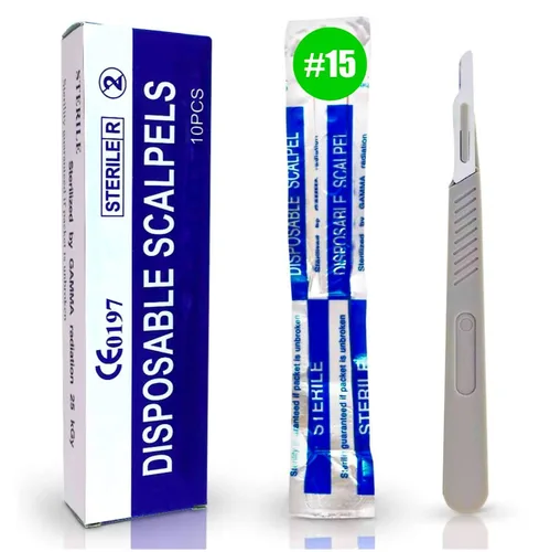 Vista 19 de MedHelp Escalpelos Desechables 10 - Herramienta de Dermaplaning Escalpelos 10 con Mango de Plástico, Hojas de Dermablade de Acero de Alto Carbono