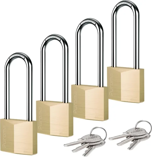 Vista 9 de Puroma 1 candado con llave impermeable de latón macizo, candado de 2.6 pulgadas con llaves para cobertizos, unidad de almacenamiento, armario
