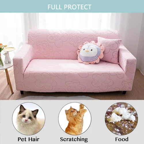 Vista 8 de Funda de sofá elástica, funda de sofá de 1, 2, 3, 4, funda de sofá para sofá biplaza, protector de sofá antideslizante para perros y gatos, beige, 1