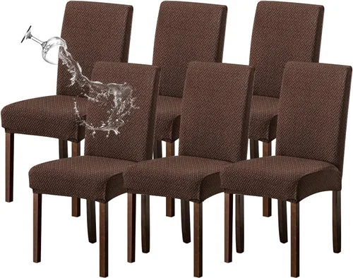Vista 56 de Genina Fundas para sillas de comedor, fundas elásticas para sillas de comedor, fundas elásticas para sillas Parsons de la cocina (beige, 2 unidades)
