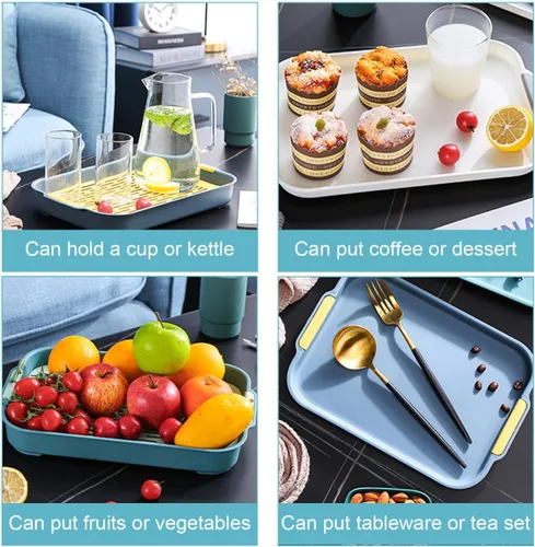 Vista 9 de Bandeja de drenaje de doble capa con asas de 10.62 x 7.28 x 1.57 pulgadas, escurridor de platos de plástico para encimera de cocina y bandeja