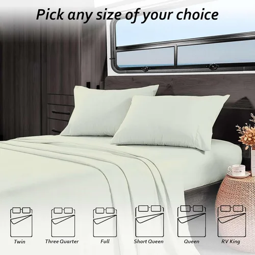 Vista 112 de Juego de sábanas para autocaravana tamaño individual (39 x 75) – 100% algodón egipcio, suave y refrescante, sábana bajera de 16 pulgadas