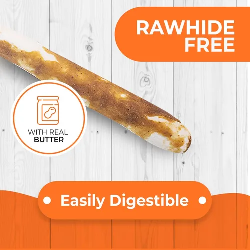 Vista 2 de Canine Naturals Masticable de mantequilla de maní, sin cuero crudo y golosinas para perros, hechas de mantequilla de maní real, totalmente natural