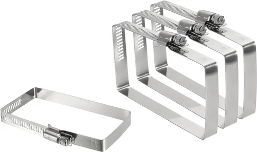 Vista 11 de uxcell 2 abrazaderas de manguera rectangulares de acero inoxidable 304, ajustables de 2 x 2 pulgadas, abrazaderas de tubo de conducto de engranaje