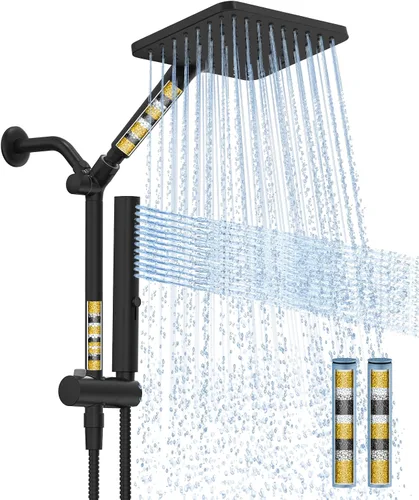 Cabezal de ducha filtrado con cabezal de ducha de alta presión combinado de mano con filtros, cabezal de ducha de lluvia de 10 pulgadas, altura