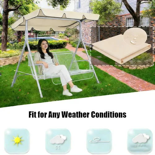 Vista 7 de Toldo de repuesto para columpio de patio, protección 420D para todo tipo de clima, resistente a los rayos UV, para jardín, parque, porche, cubierta