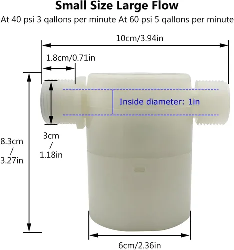 Vista 4 de Válvula de flotador de agua, control de nivel de agua, válvula de flotador tradicional para tanque de agua, mejora de 2 piezas