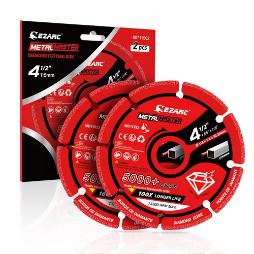 Vista 11 de Rueda de corte de diamante EZARC de 4 1/2 x 7/8 pulgadas para metal, rueda de corte con más de 5000 cortes en barras de refuerzo, acero, hierro