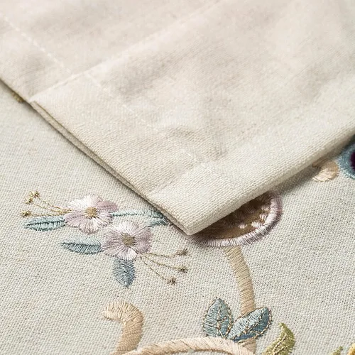 Vista 7 de VOGOL Cenefas de cocina con patrón bordado floral para ventanas, cenefa de cortinas de lino con bolsillo para barra para sala de estar, 52 pulgadas