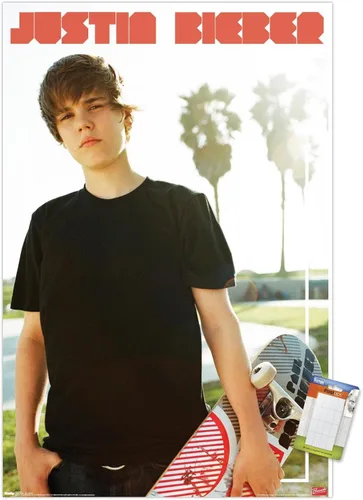 Vista 18 de Trends International Justin Bieber - Póster de pared de monopatín, 14.725 x 22.375 pulgadas, versión enmarcada de madera de granero