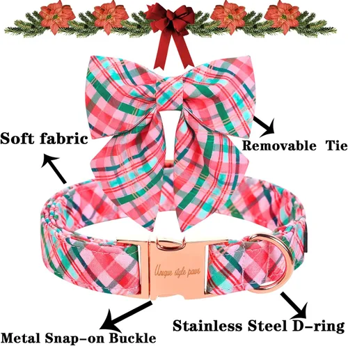 Vista 54 de Unique style paws - Collar para perros con corbatín, collar ajustable para perros y gatos, pequeño, mediano y grande