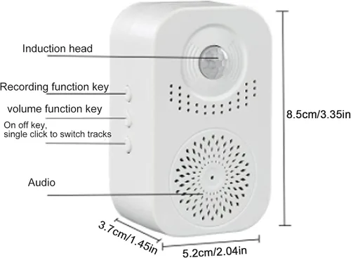 Vista 5 de Timbre de bienvenida con sensor de movimiento activado y voz grabable para reproductor de sonido de tienda, timbre de bienvenida, 2.0 x 1.5 x 3.3