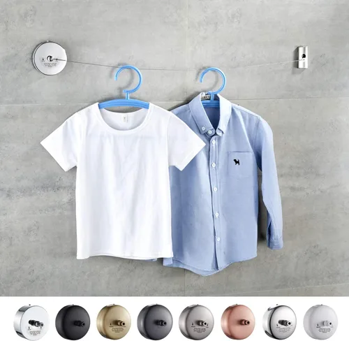 Vista 2 de JOOM Tendedero retráctil de acero inoxidable resistente de 9 pies (máx), para colgar en el baño, lavandería, hoteles, acabado cromado, estilo Blanco