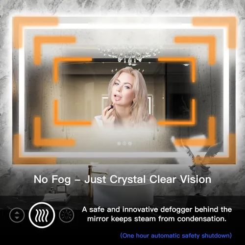 Vista 3 de ISKM Espejo LED de 20 x 28 pulgadas para baño, espejo de tocador iluminado para pared con luces frontales + espejo de baño LED retroiluminado