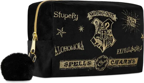 Harry Potter Regalos para mujeres, bolsa de maquillaje de terciopelo, bolsa de cosméticos, organizador de viaje, pequeña bolsa de aseo para Negro