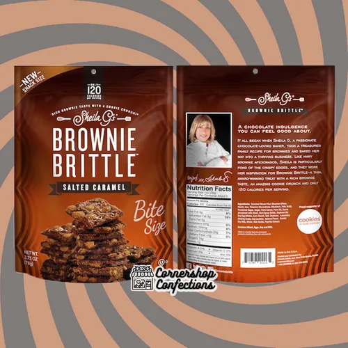 Vista 2 de Sheila G's Brownie Brittle - Paquete variado de 12 bolsas de tamaño bocado, 4 cada una, caramelo crujiente, caramelo salado y chispas de chocolate