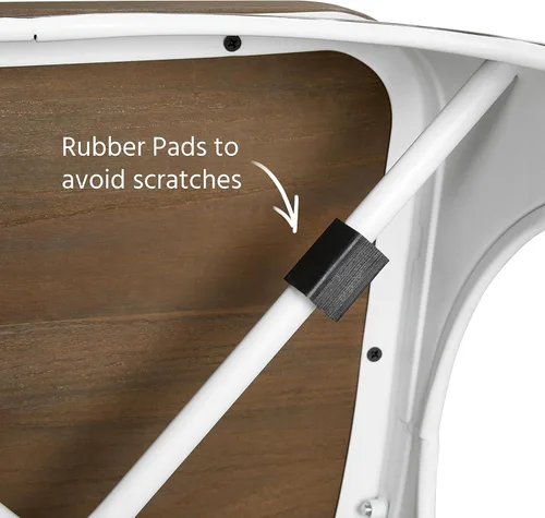 Vista 44 de Yaheetech Juego de 4 sillas de comedor de metal, sillas de cocina apilables industriales con asiento superior de madera para comedor, restaurante