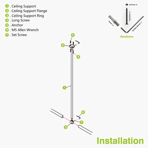 Vista 7 de Naiture - Soporte de techo para barra de ducha de acero inoxidable de 12 pulgadas, varilla de diámetro exterior de 5/8 pulgadas con bucle de 1 Negro